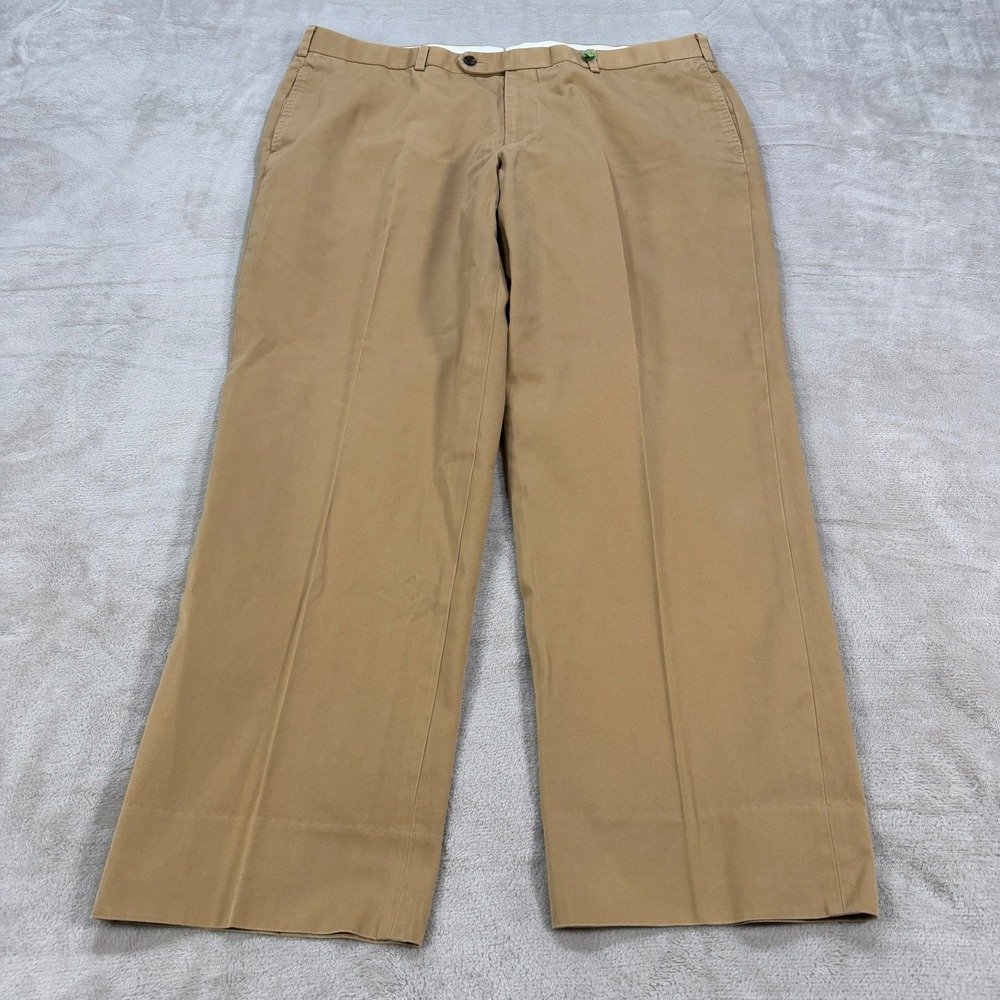 Brooks Brothers Country Club Mens 40x30 Khaki Tan Cotton Flat Front Chino Pants